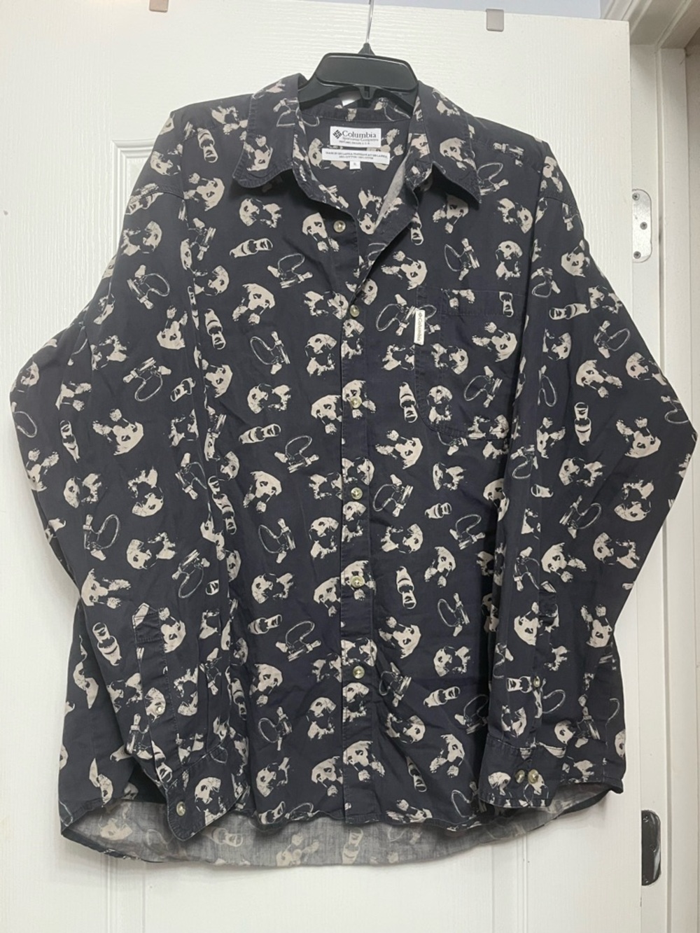 Columbia Blue Labrador Retriever with Duck Calls Button-Up Shirt